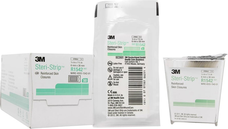 STERI-STRIP شرائط ستيري-ستريب المعززة من 3M لإغلاق الجلد، 1/4" × 1 1/2"، 6 عبوات تحتوي على 50 شريطاً - Image 1